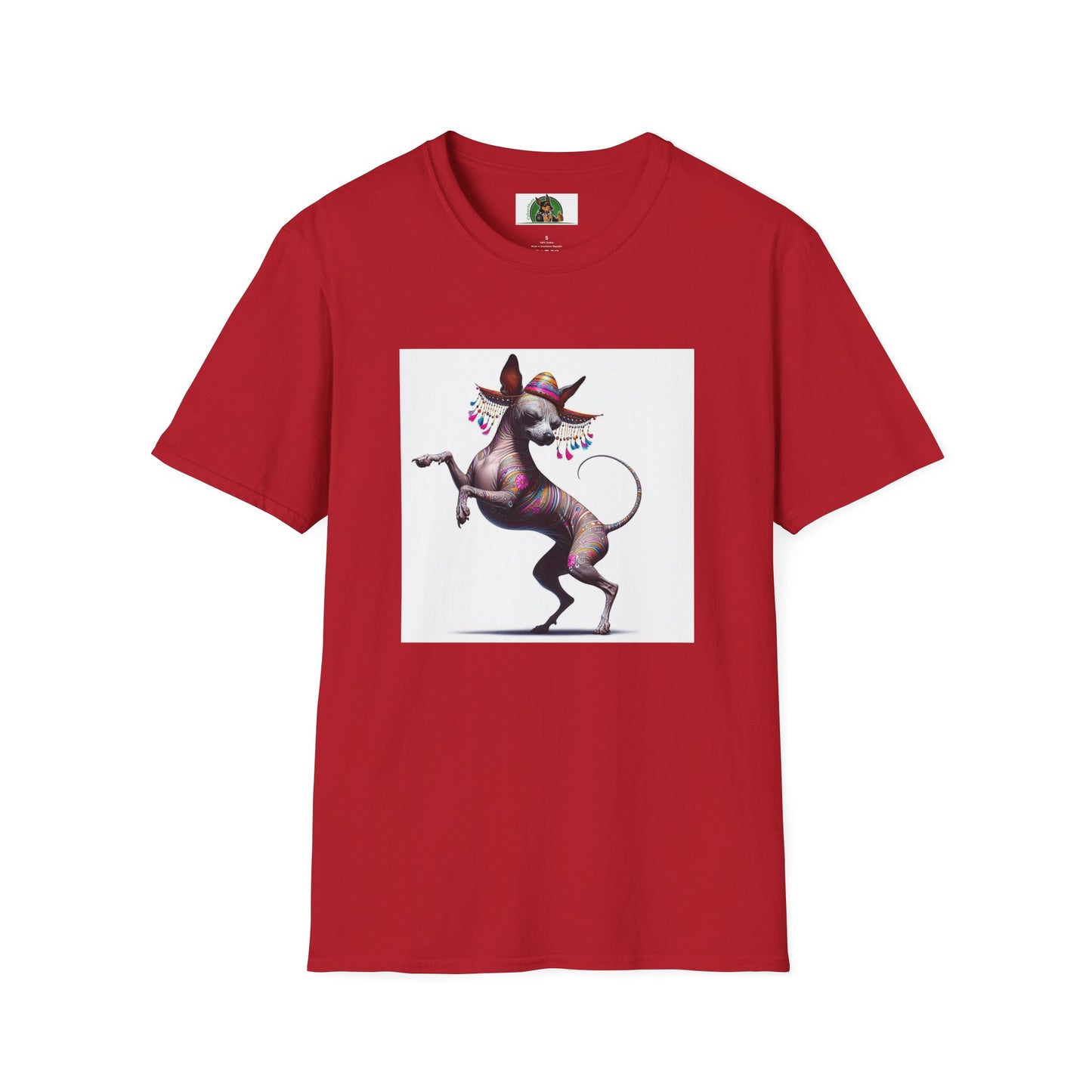 Mexican Hairless Dancing Dog T-Shirt T-Shirt Printify S Cherry Red