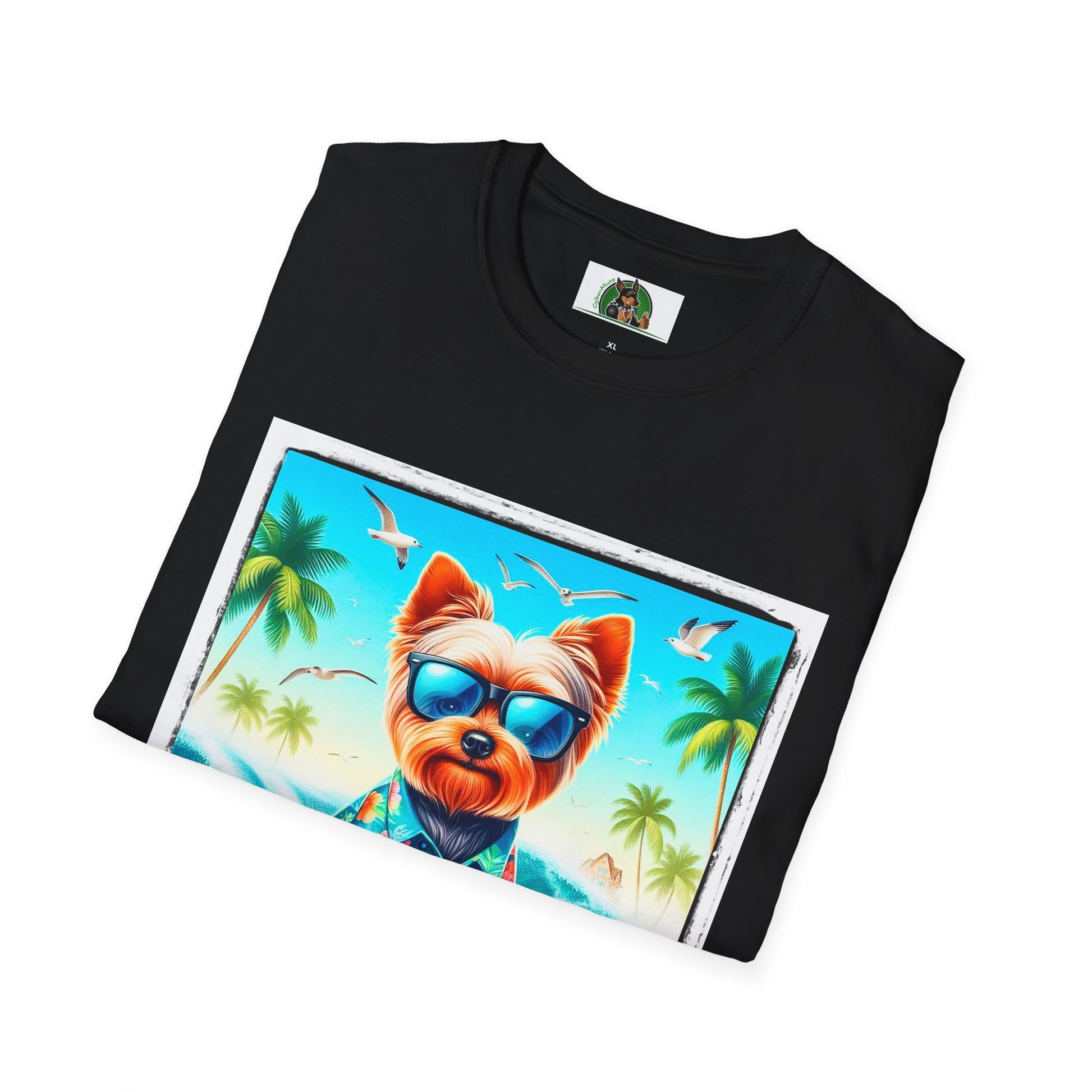 Yorkie blue waves shirt T-Shirt Printify