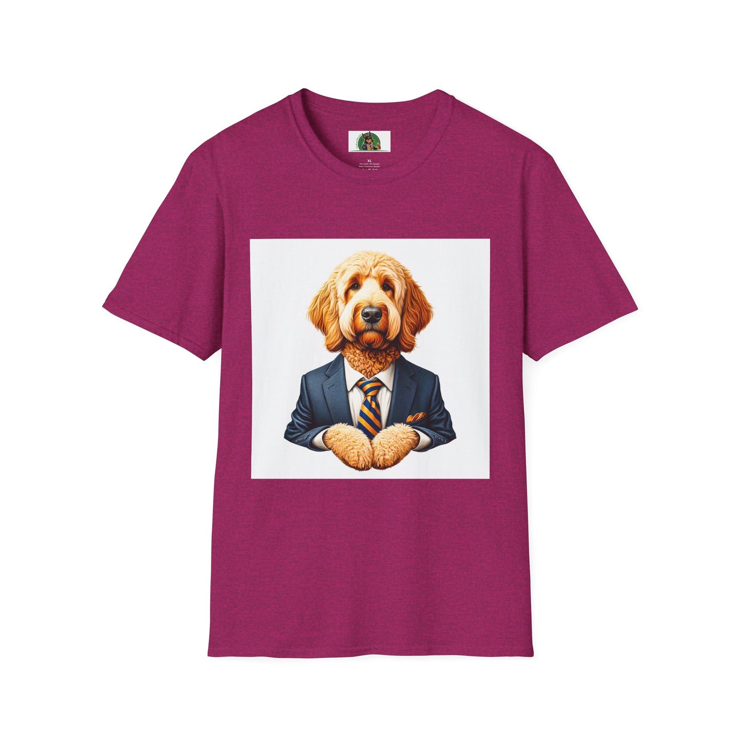 Golden Doodle sitting businessman T-Shirt Printify S Antique Heliconia