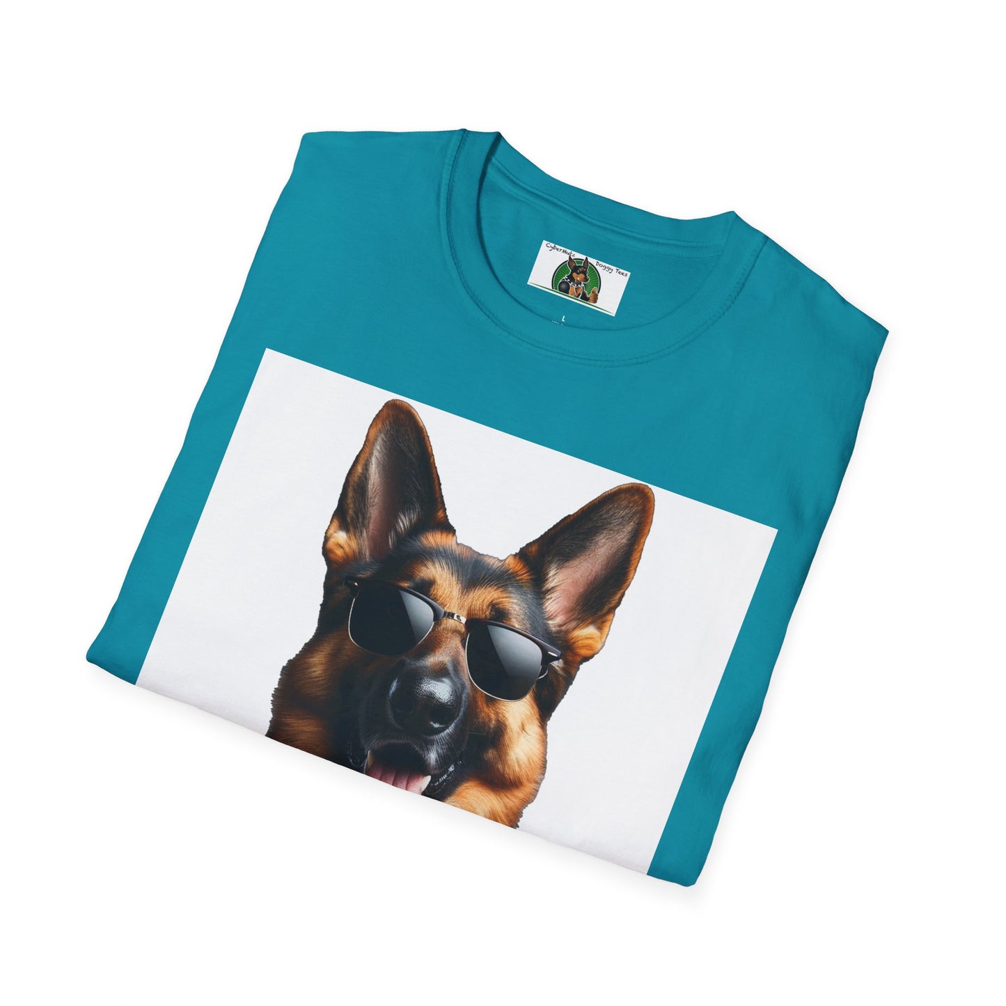 German Shepherd in Suit and Sunglasses Unisex Softstyle T-Shirt