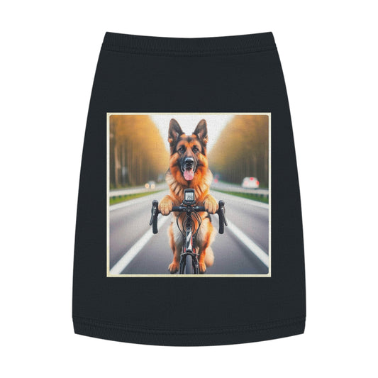 German Shepherd bike riding shirt Pets Printify M Black