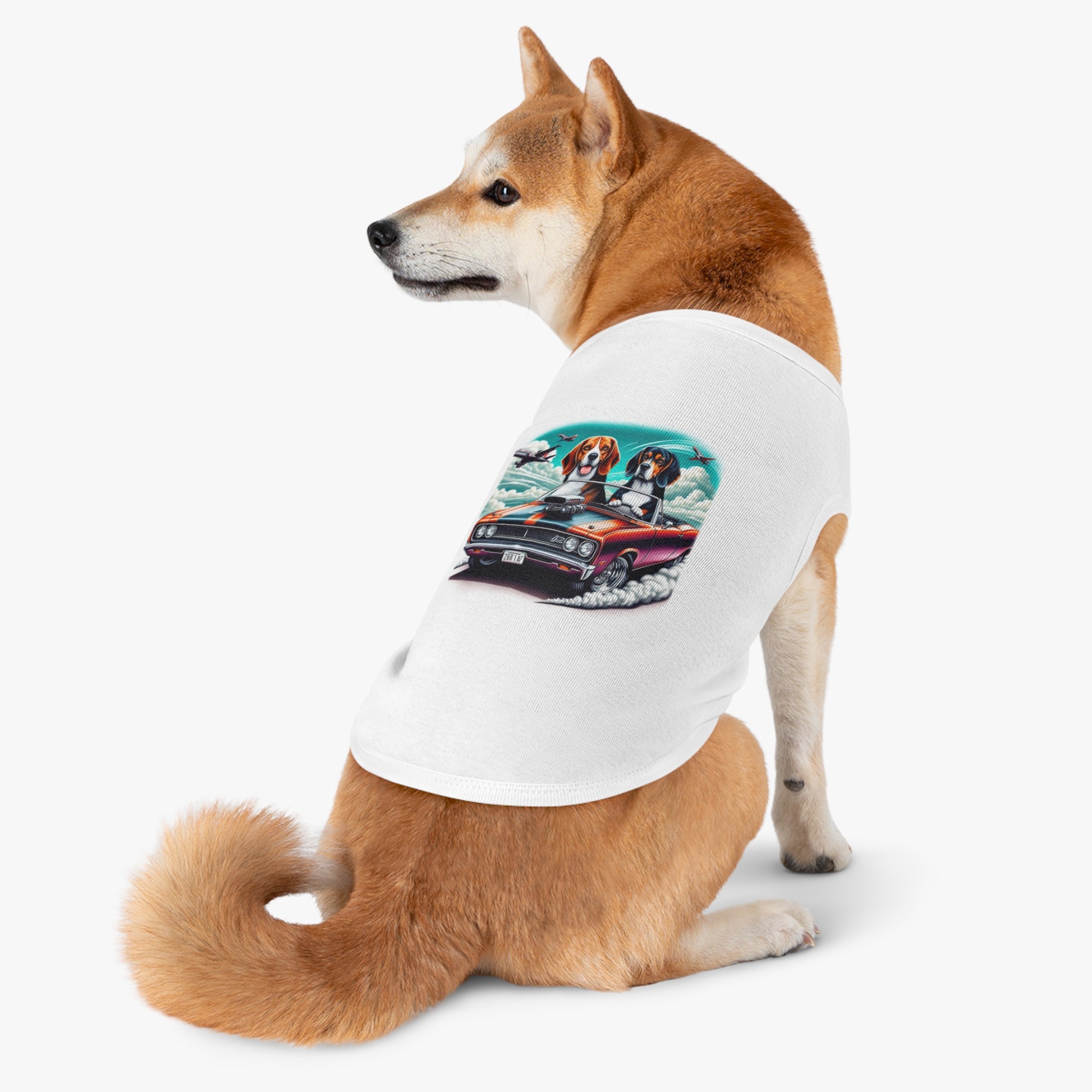 Pet Tank Top Wacky Beagle Dogs In Race Car Pets Printify   