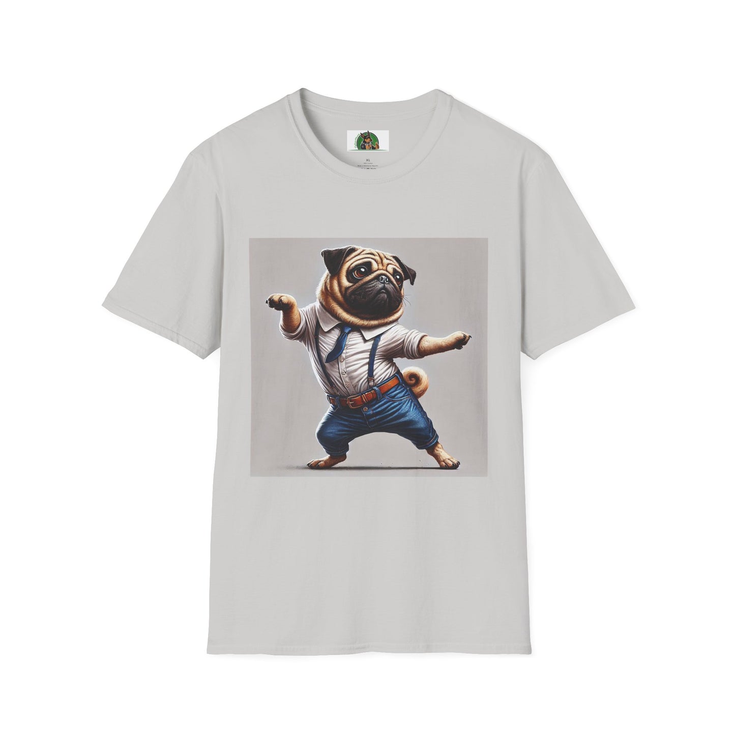 Dancing Pug T-Shirt T-Shirt Printify S Ice Grey