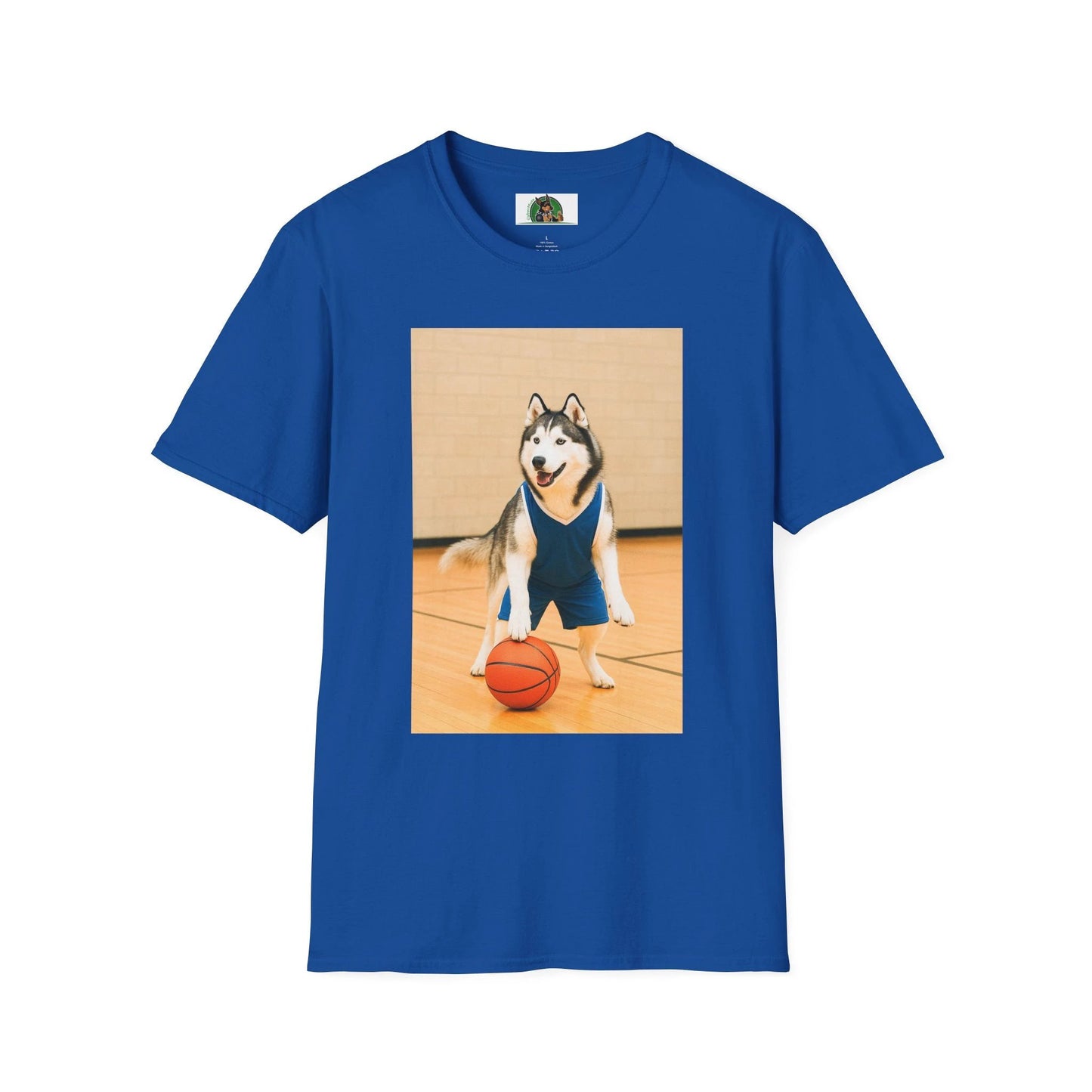Husky Basketball T-Shirt — Sports Dog Tee T-Shirt Printify Royal S
