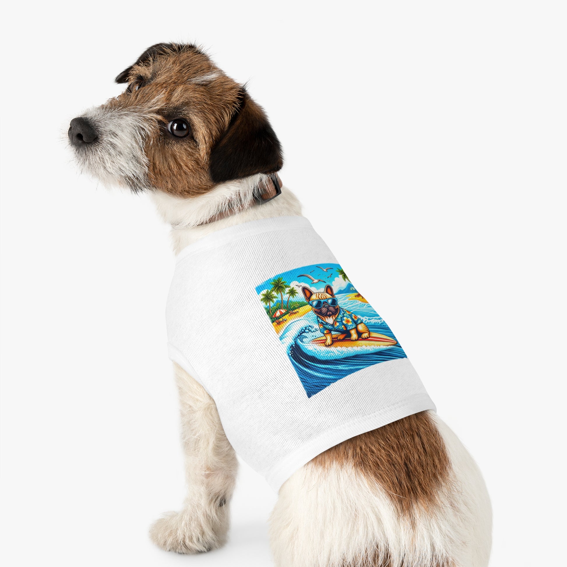 Pet Tank Top French Bulldog blue waves t shirt Pets Printify
