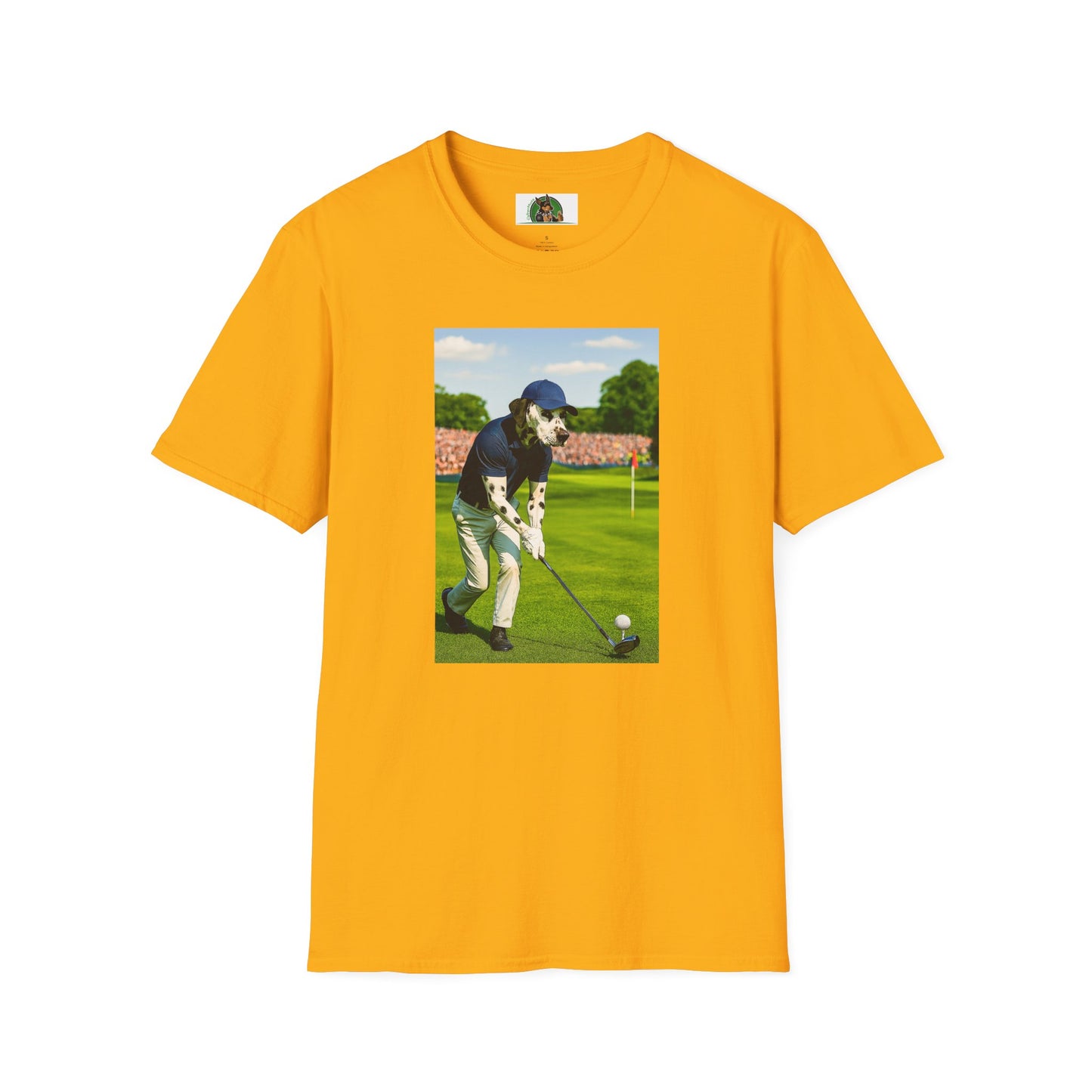Golf Dalmatian Sports T-Shirt T-Shirt Printify Gold S