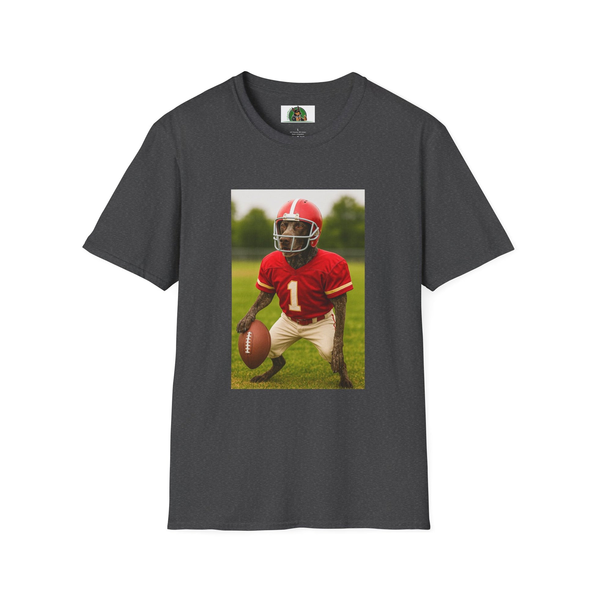 German Shorthaired Pointer Football T-Shirt — GSP Sports Tee T-Shirt Printify Dark Heather XS