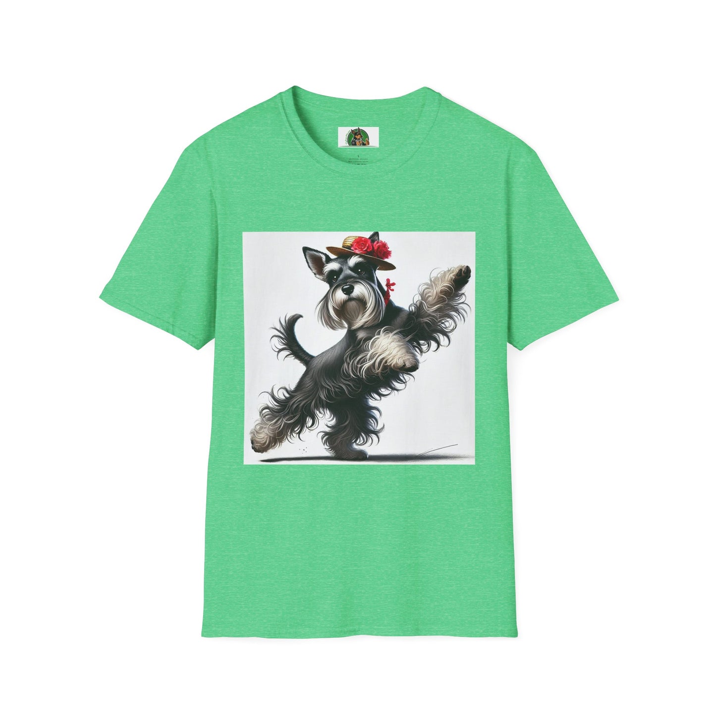 Dancing Miniature Schnauzer T-Shirt T-Shirt Printify S Heather Irish Green