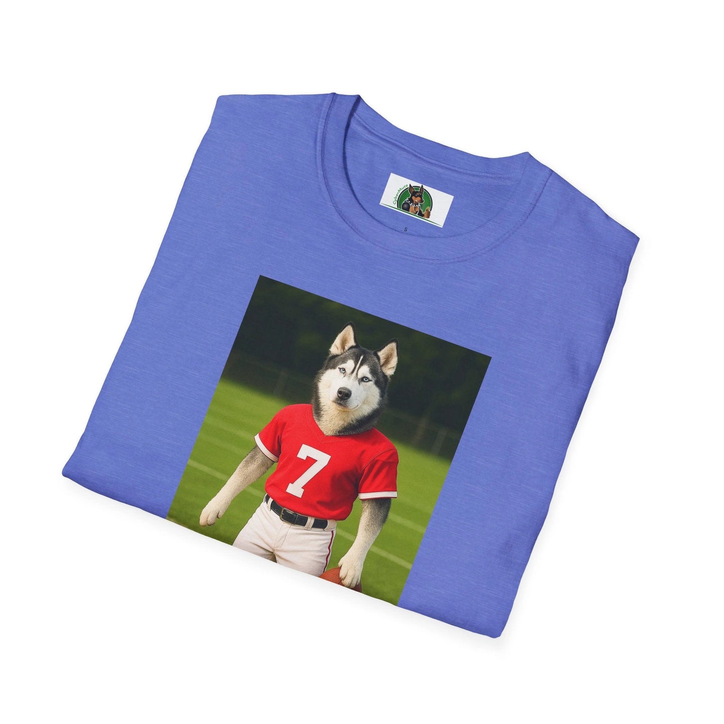 Husky Football T-Shirt — Sports Dog Tee by Printify