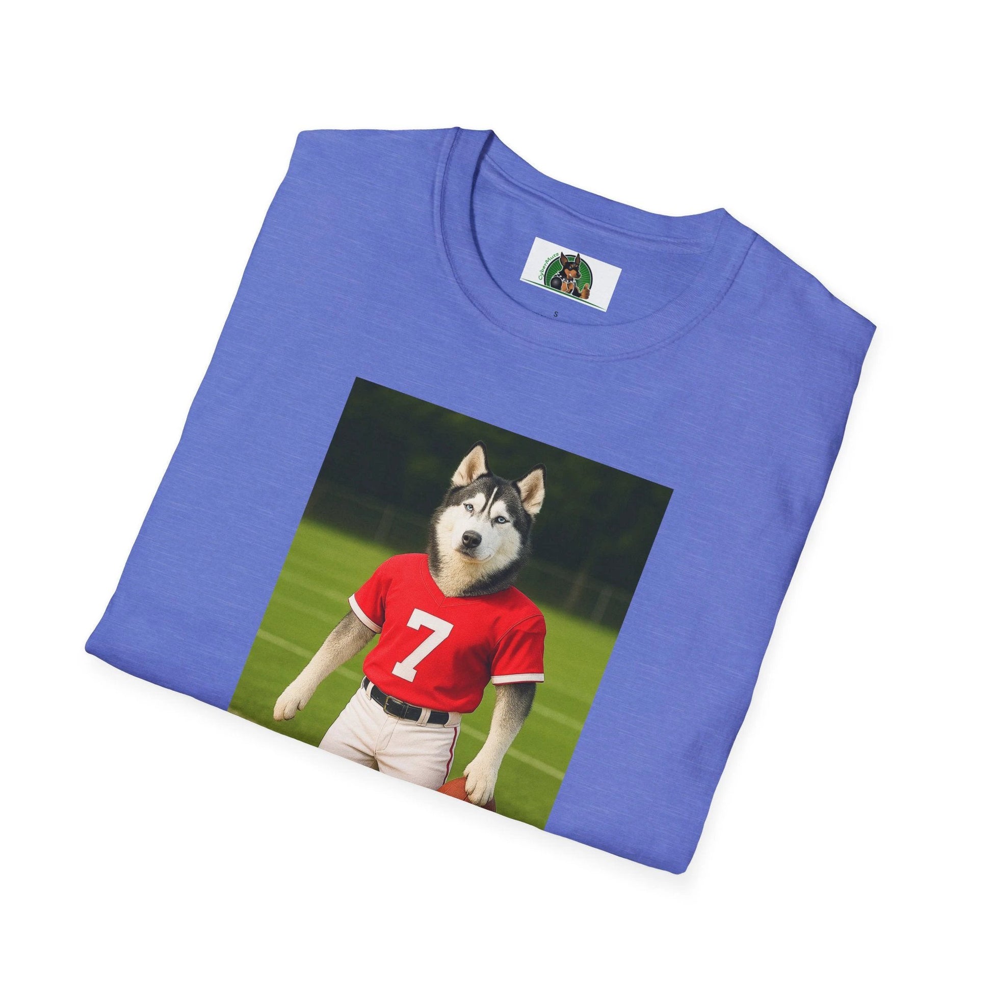 Husky Football T-Shirt — Sports Dog Tee by Printify