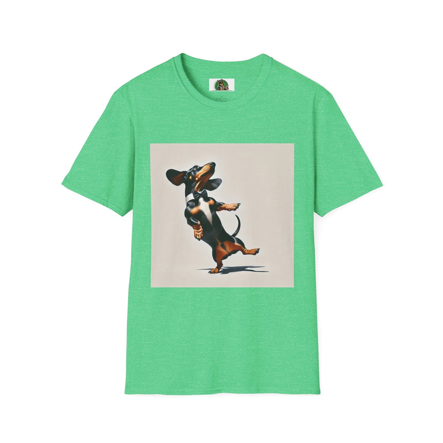 Dachshund Dancing Dog T-Shirt - Fun and Playful Unisex Tee T-Shirt Printify S Heather Irish Green