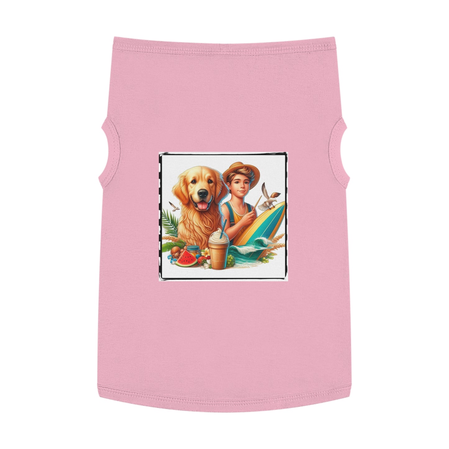 Golden Retriever pet tank top farmer boy Pets Printify XL Pink