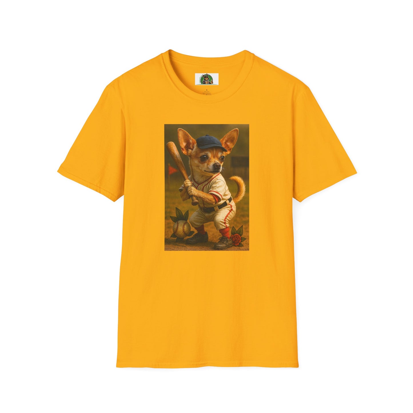 Chihuahua Baseball T-Shirt Sports T-Shirt Printify Gold S