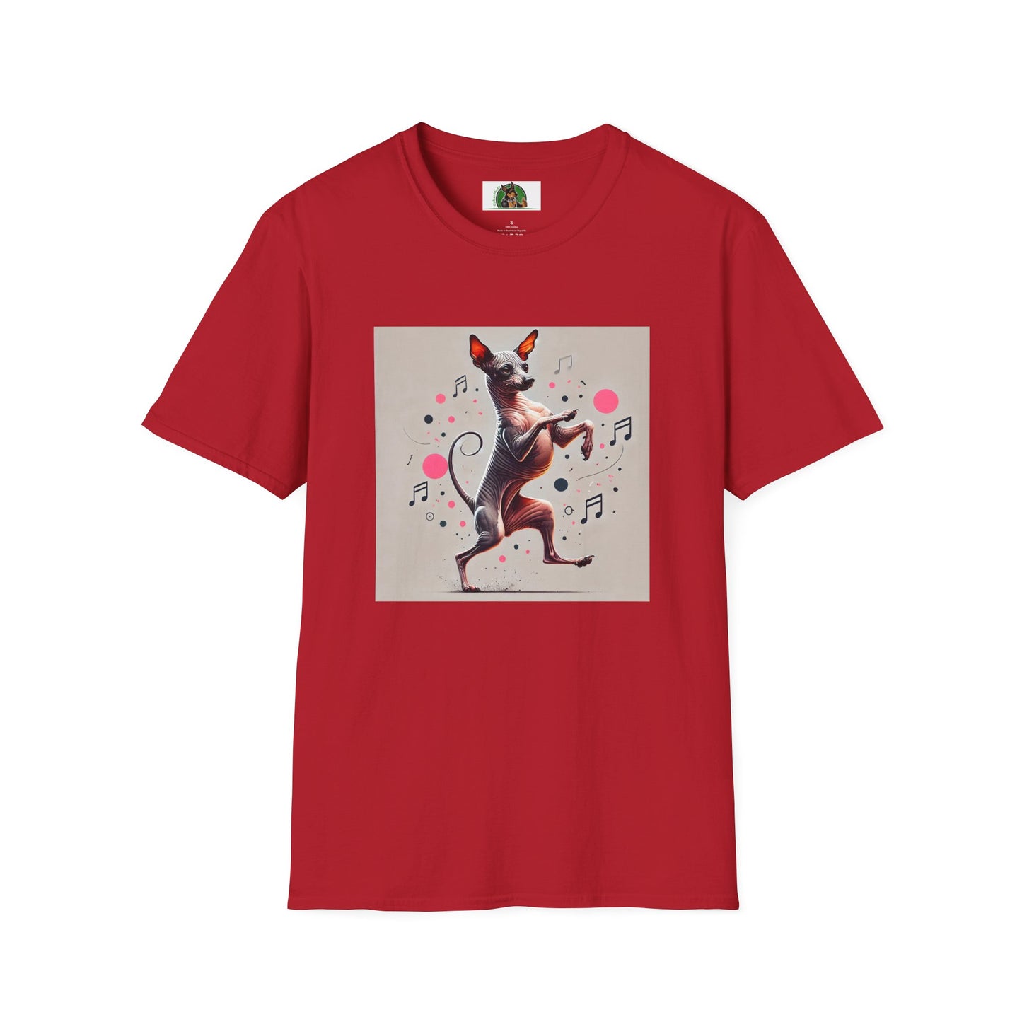 Mexican Hairless Dancing Dog T-Shirt T-Shirt Printify S Cherry Red