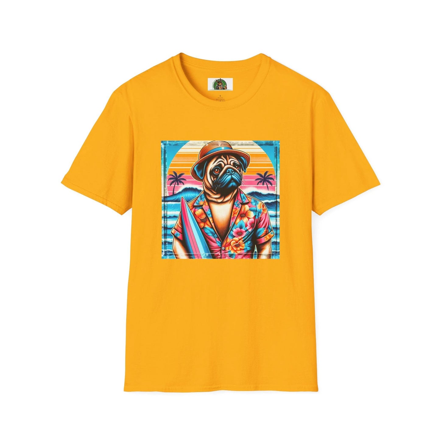 Surfer Pugs T-Shirt T-Shirt Printify S Gold
