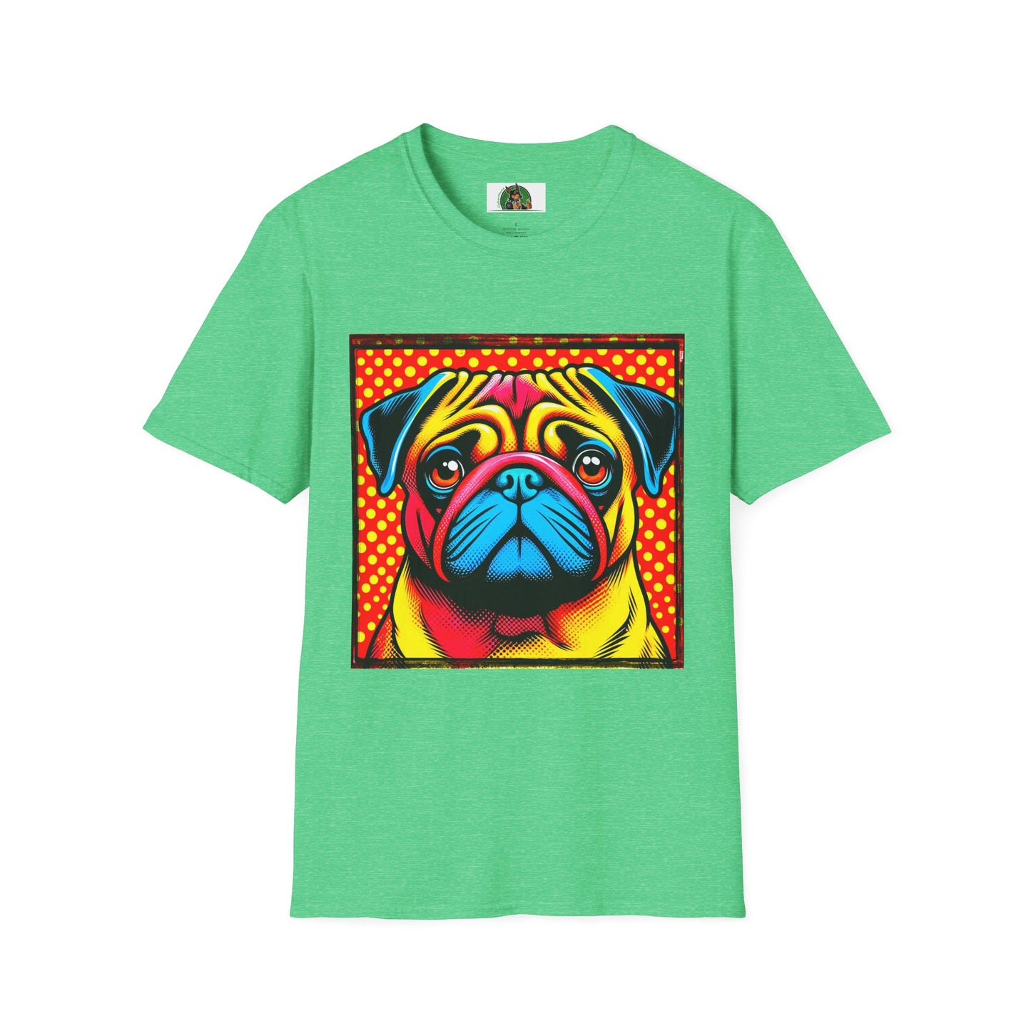 Pugs Pop Art T-Shirt T-Shirt Printify S Heather Irish Green