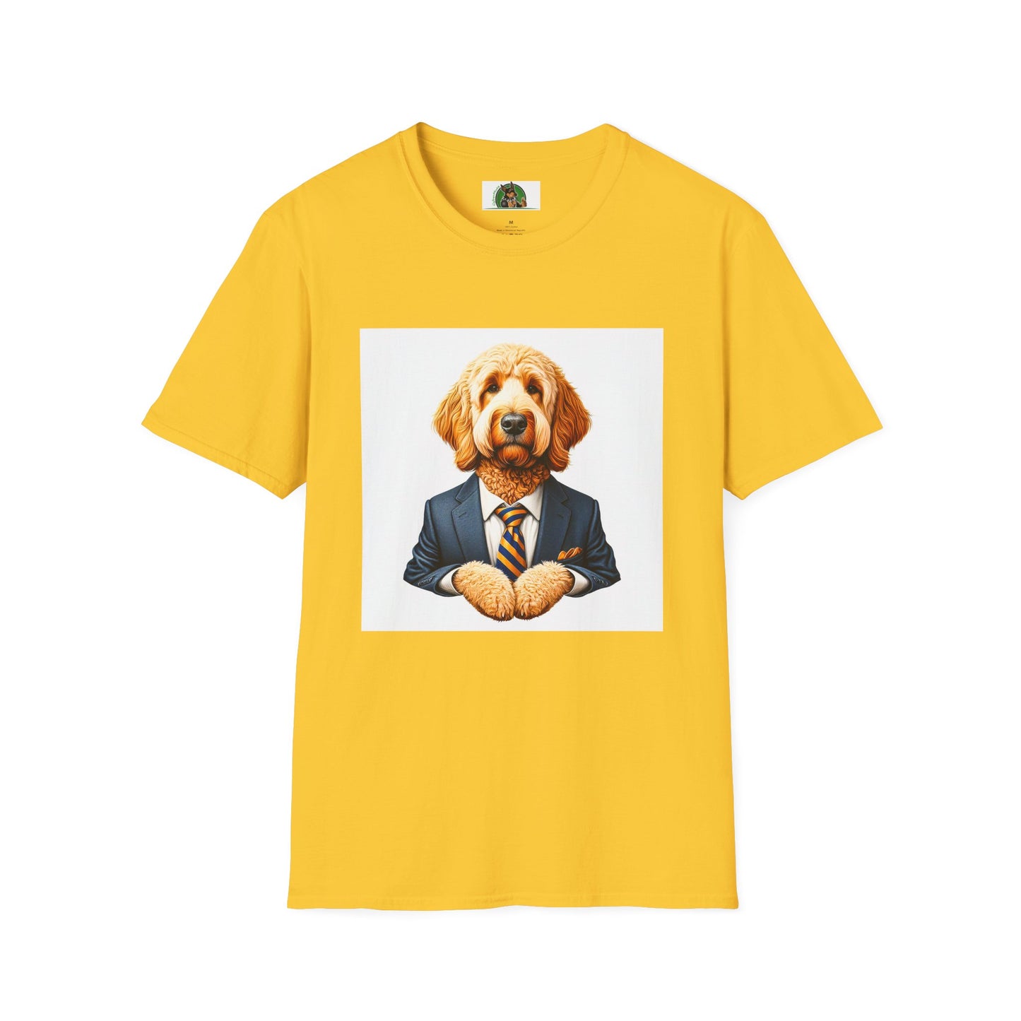 Golden Doodle sitting businessman T-Shirt Printify S Daisy
