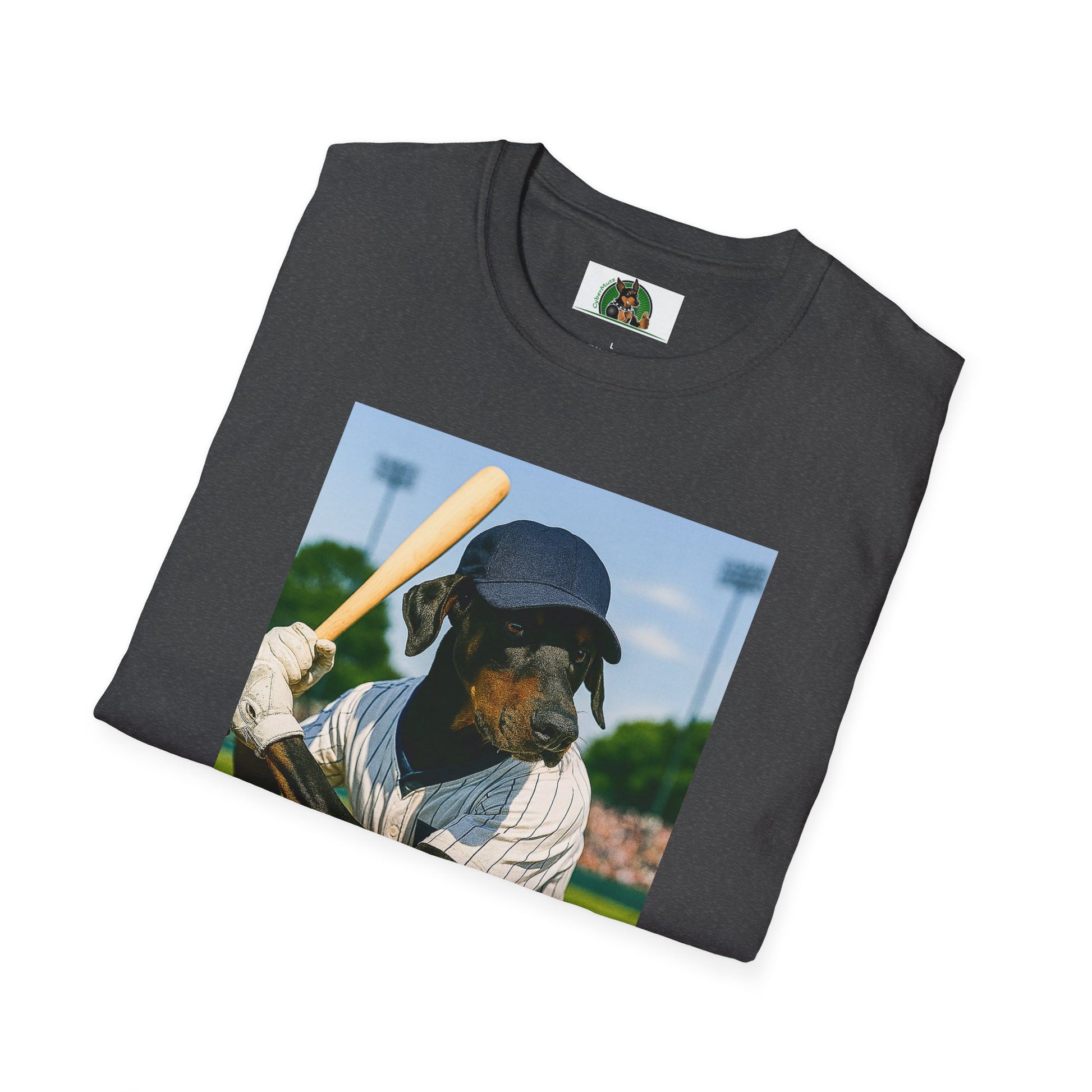Baseball Doberman Sports T-Shirt T-Shirt Printify
