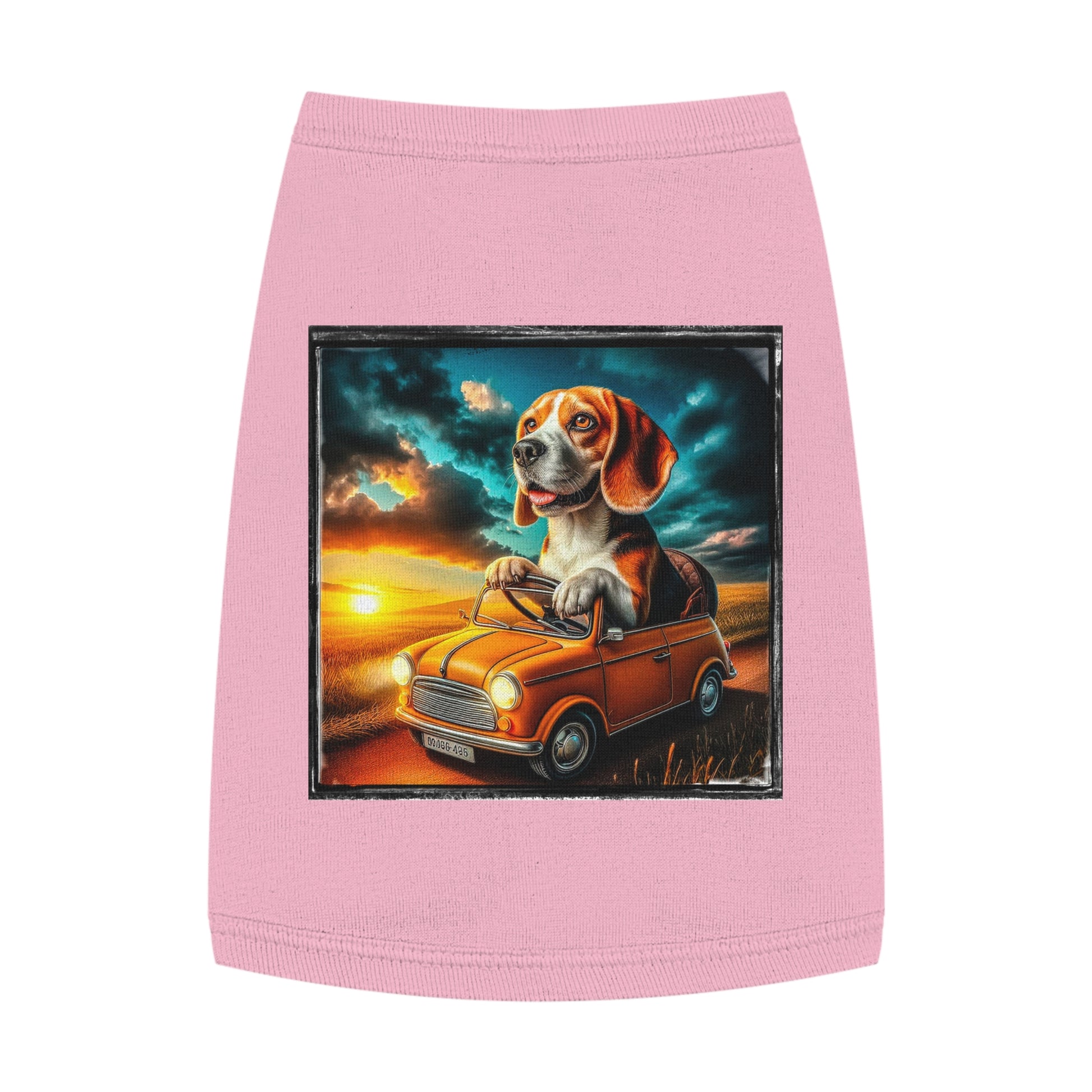 Pet Tank Top Wacky Beagle Dog Driving Tiny Car Pets Printify   