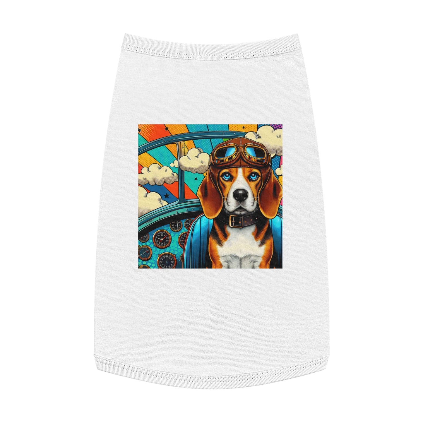 Pet Tank Top Beagle Pilot Dog Pets Printify L White 