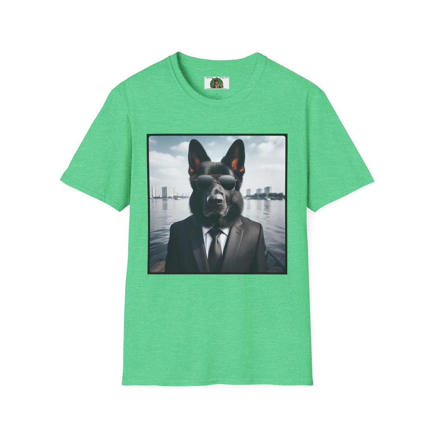 German Shepherd Agent Dog Single Image of Dog Unisex Softstyle T-Shirt T-Shirt Printify S Heather Irish Green