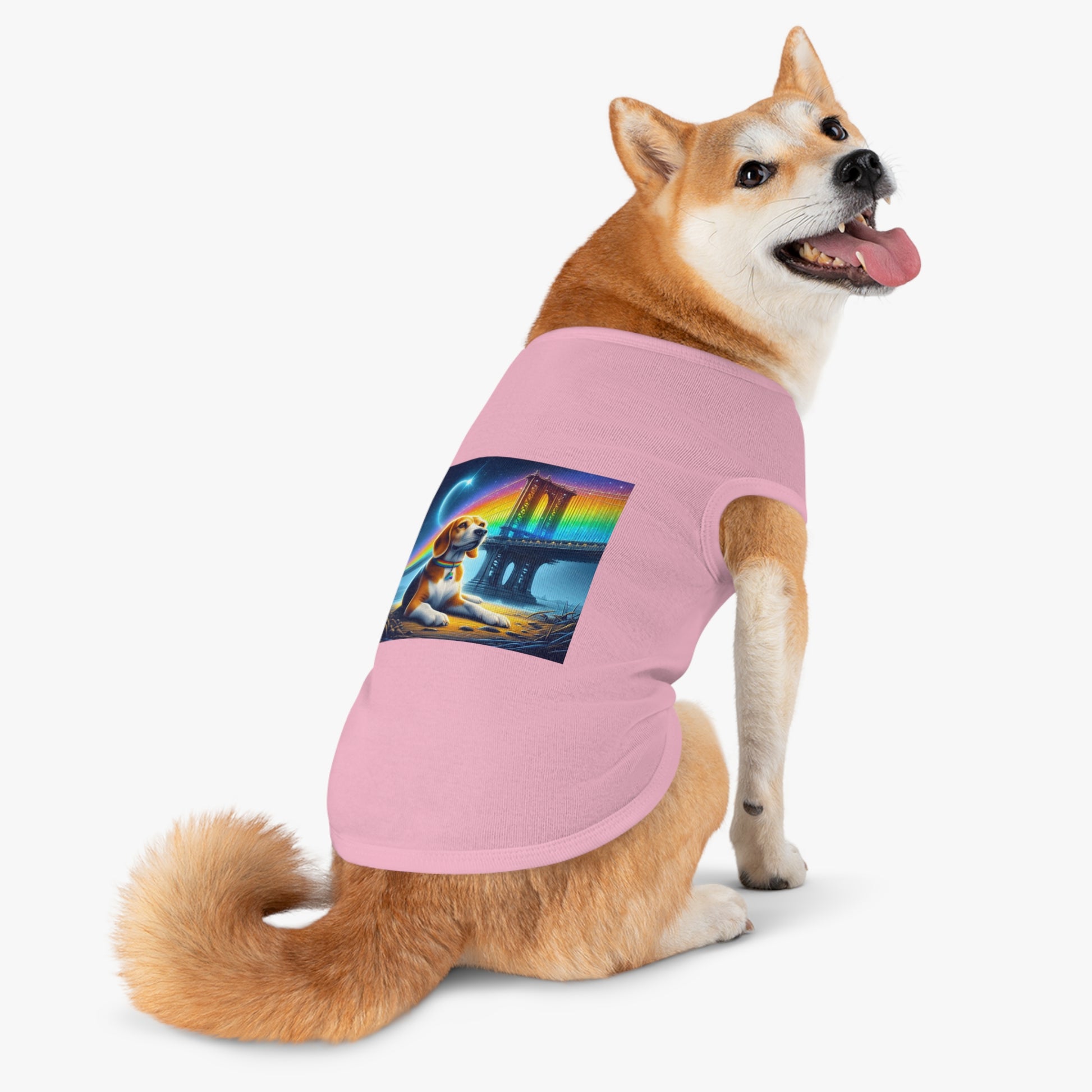 Pet Tank Top Beagle Under Rainbow Bridge Pets Printify   