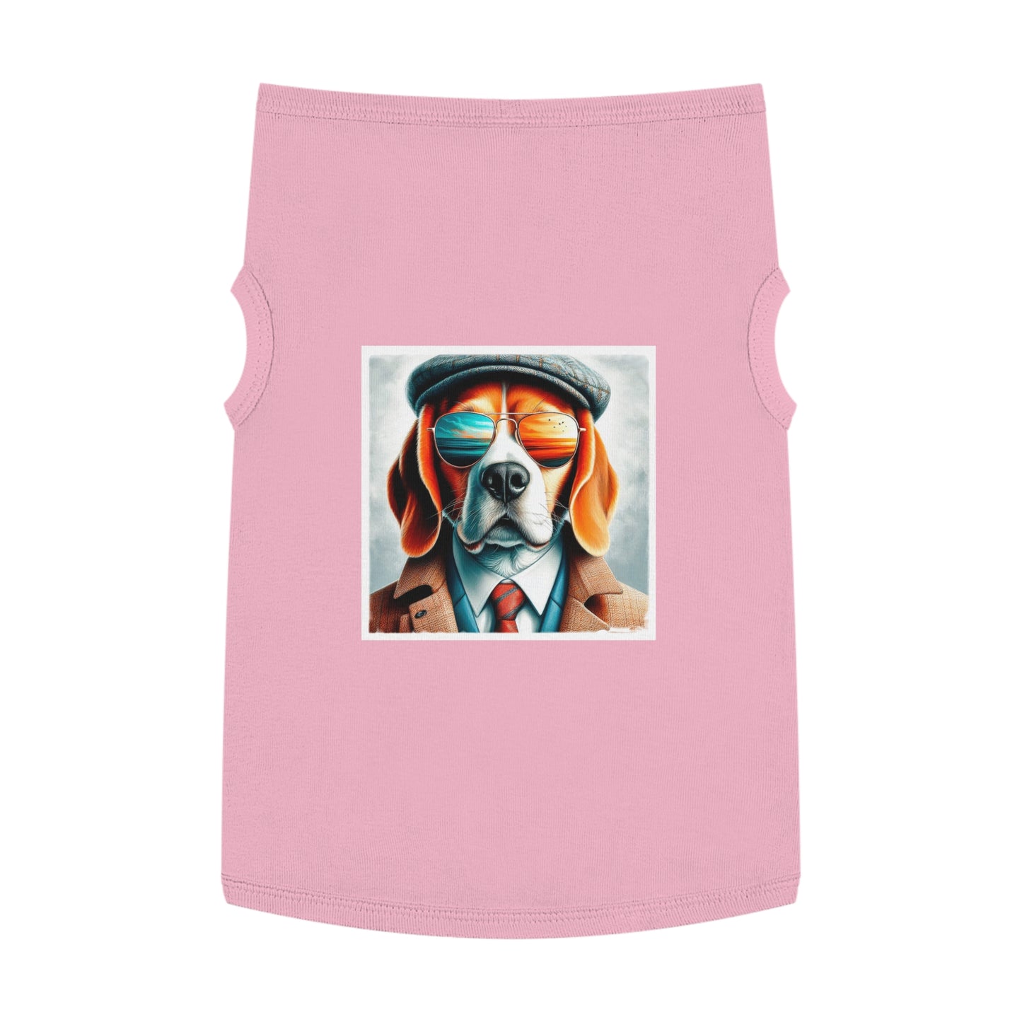 Pet Tank Top Beagle Dog Wearing Jacket And Hat Pets Printify XL Pink 