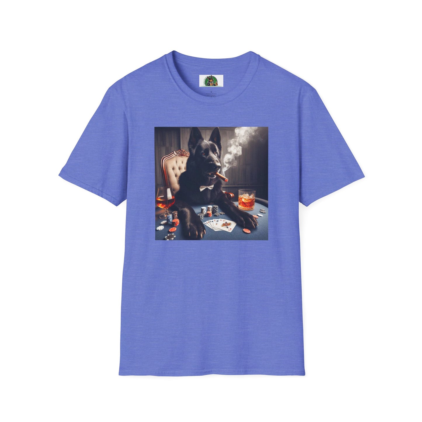 German Shepherd playing poker shirt T-Shirt Printify Heather Royal S