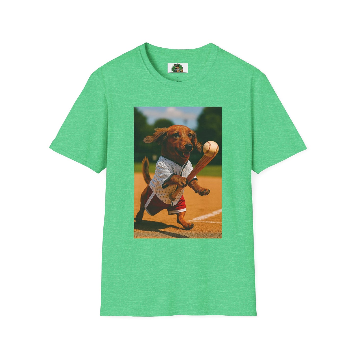 Sports Dachshund Baseball T-Shirt T-Shirt Printify Heather Irish Green S