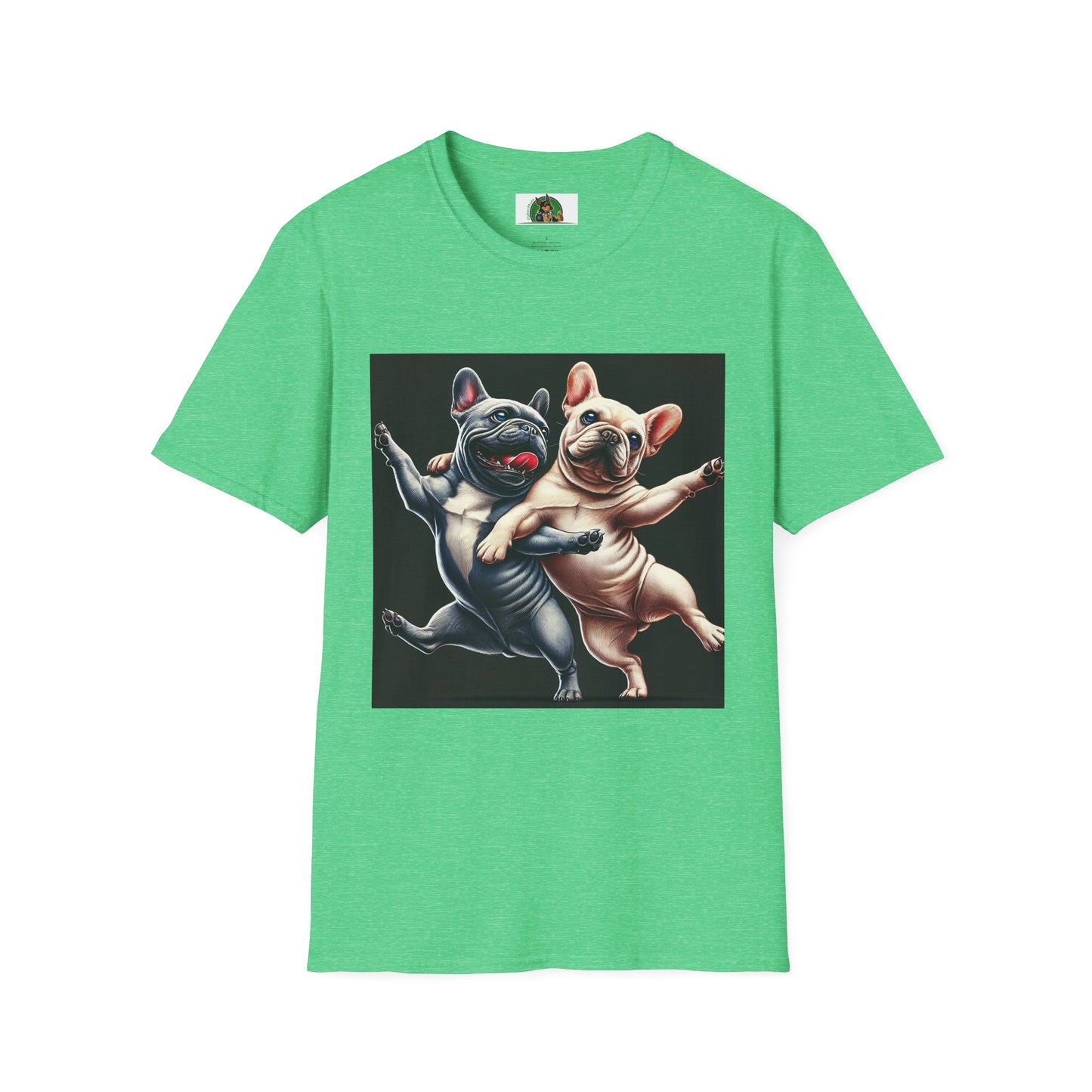 French Bulldogs Dancing Unisex T-Shirt T-Shirt Printify S Heather Irish Green