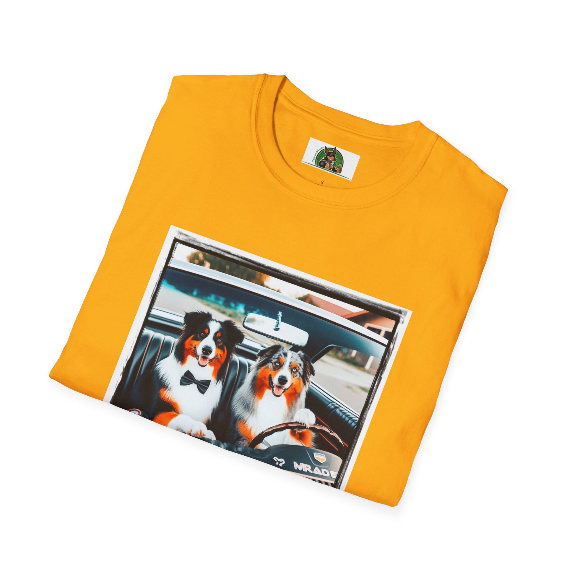 Australian Shepherd Couple Sunday Driving T-Shirt Printify   