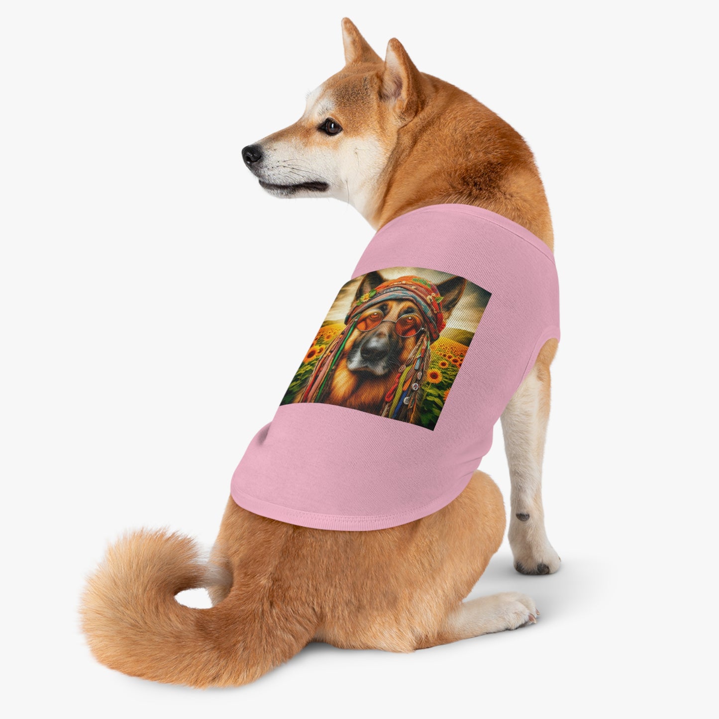 German Shepherd flower hippie