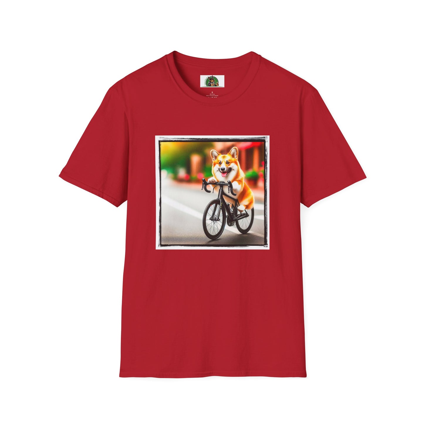 Pembroke Welsh Corgi bicycle shirt T-Shirt Printify S Cherry Red