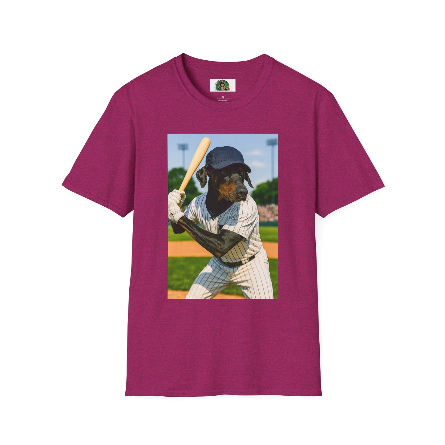 Baseball Doberman Sports T-Shirt T-Shirt Printify Antique Heliconia S