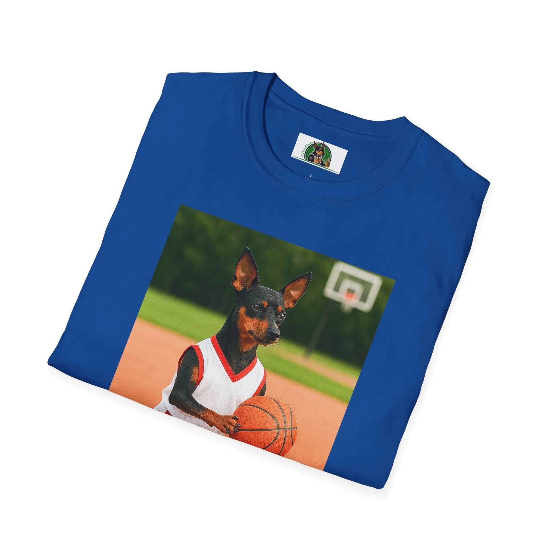 Miniature Pinscher (Min Pin) Basketball T-Shirt — Dog Lover Sports Tee T-Shirt Printify