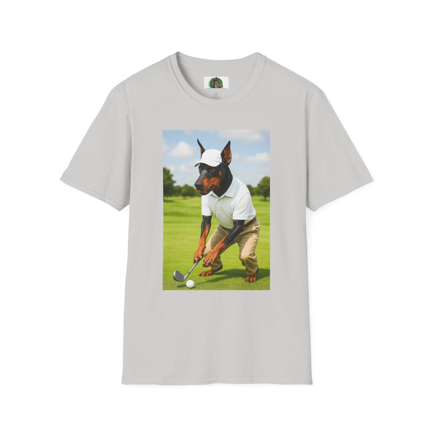 Golf Doberman Sports T-Shirt T-Shirt Printify Ice Grey S