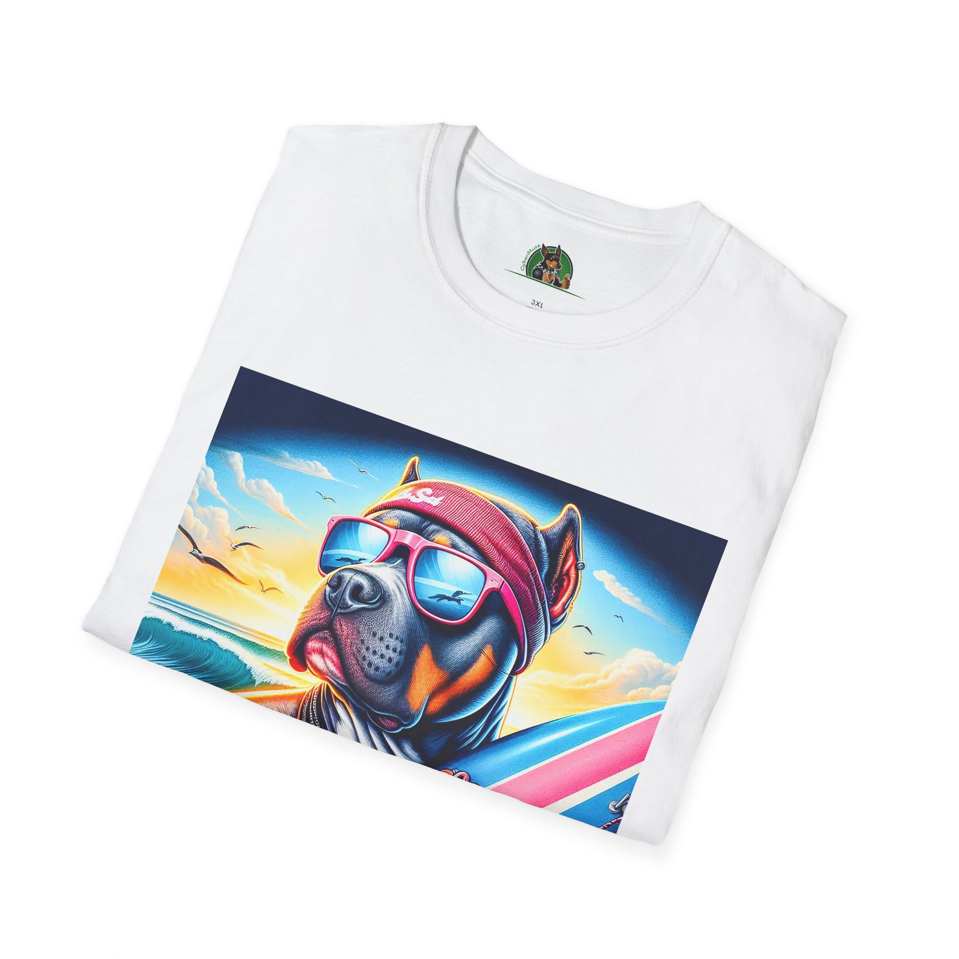 Pit Bull doggie surfer shirt T-Shirt Printify