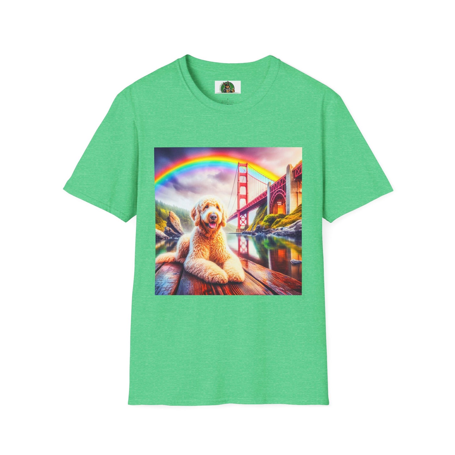 Golden Doodle pretty lake t shirt T-Shirt Printify S Heather Irish Green