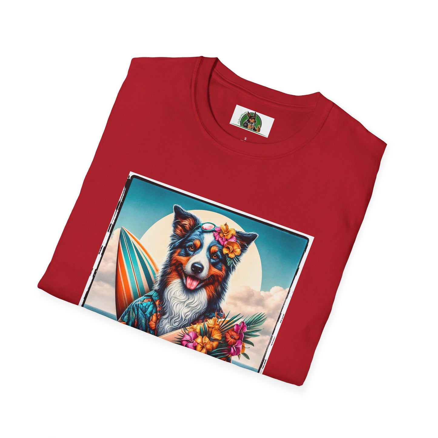 Australian Shepherd Floral Beach Surfer
