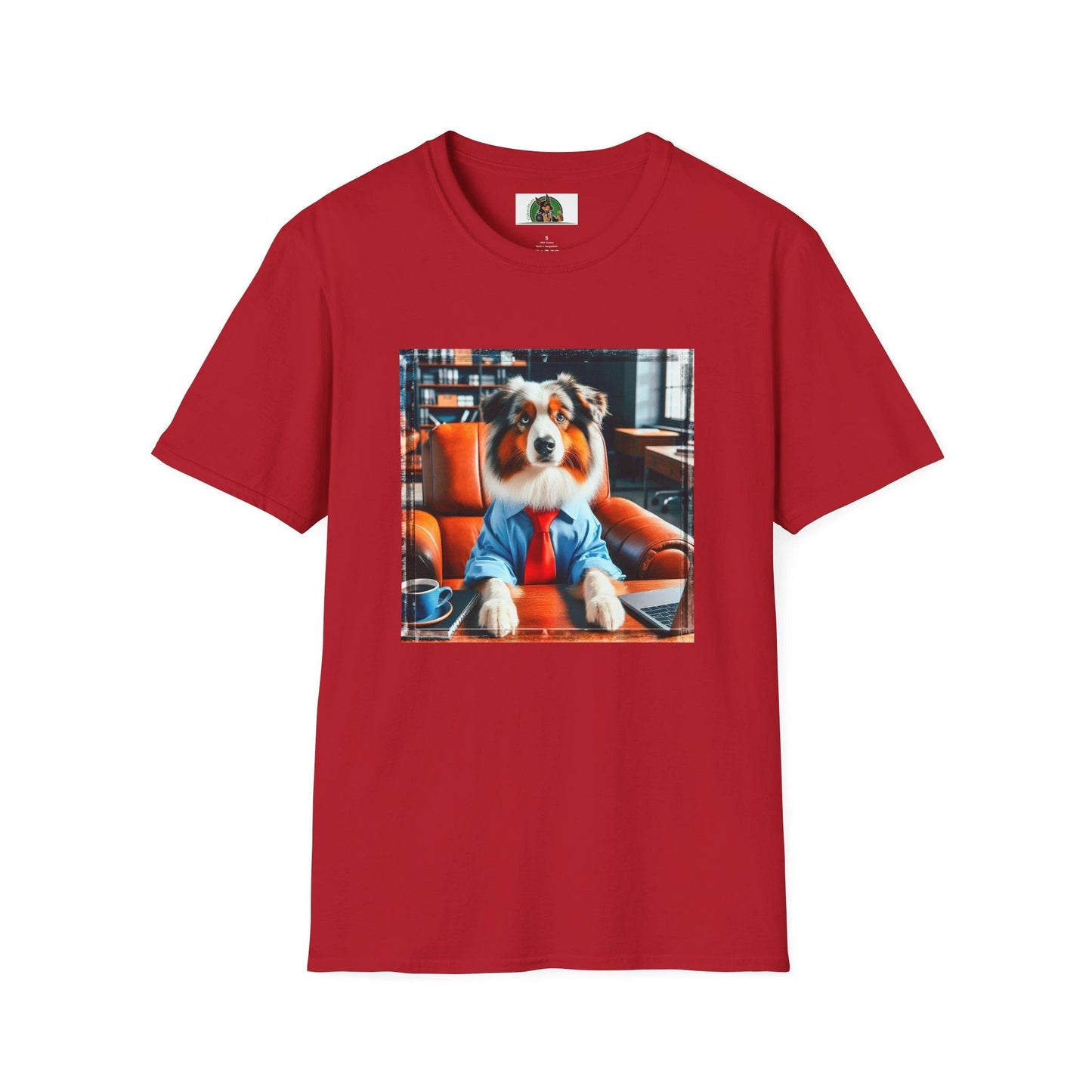 Australian Shepherd Boss Dog T-Shirt Printify S Cherry Red