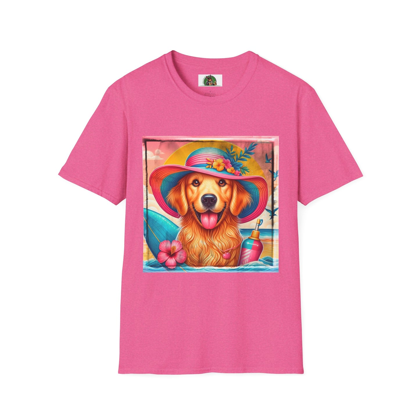 Golden Retriever T-Shirt Printify S Heather Heliconia 