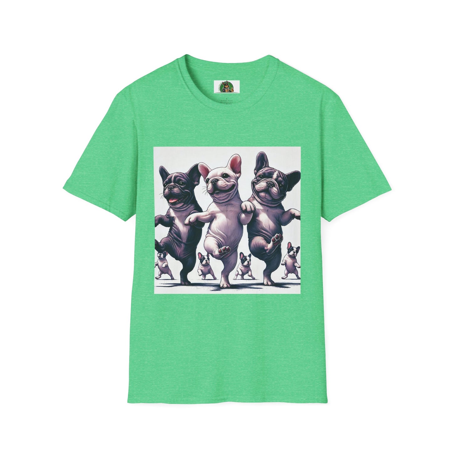 French Bulldogs Dancing Unisex T-Shirt T-Shirt Printify S Heather Irish Green