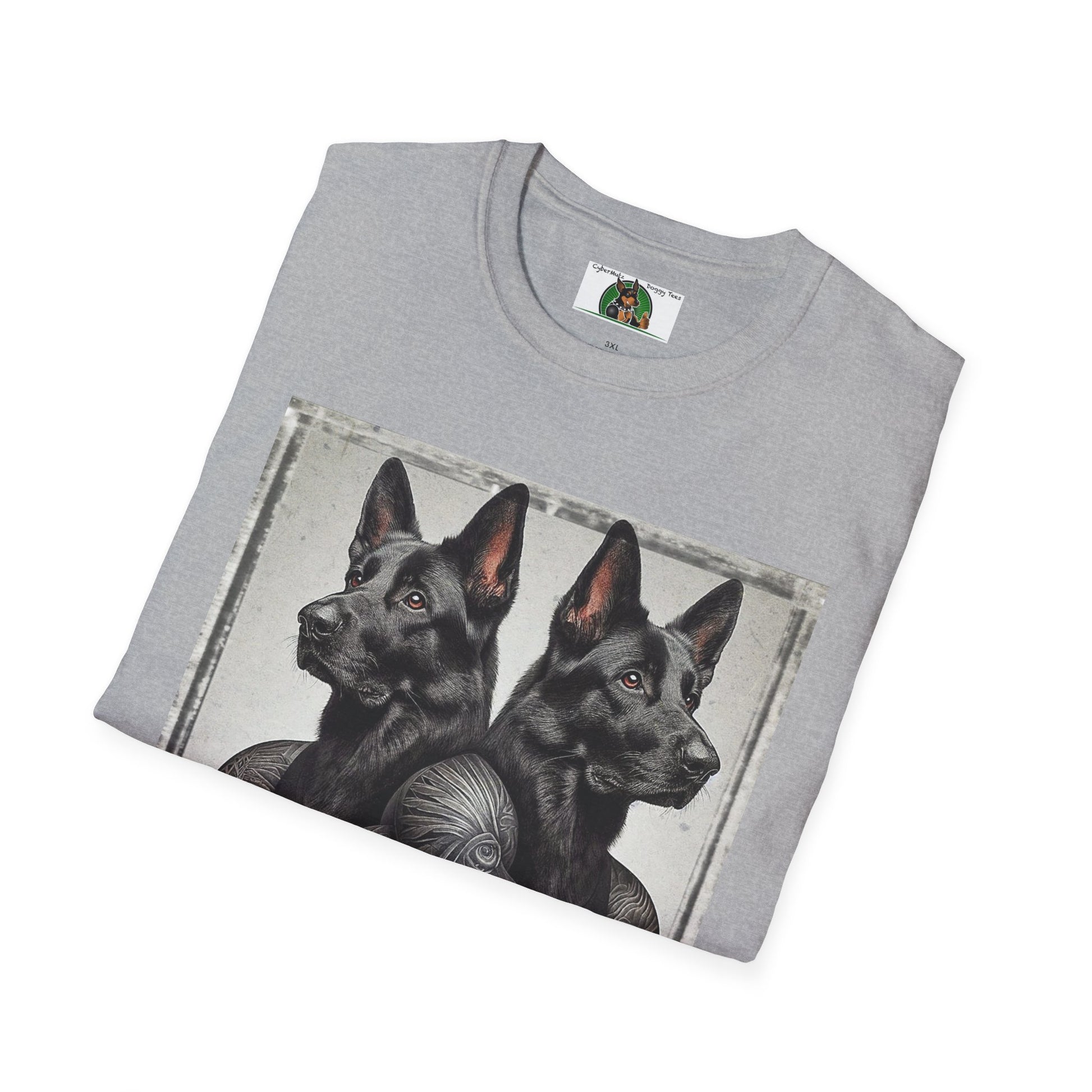 Muscle Twins Black German Shepherds Unisex Softstyle T-Shirt T-Shirt Printify