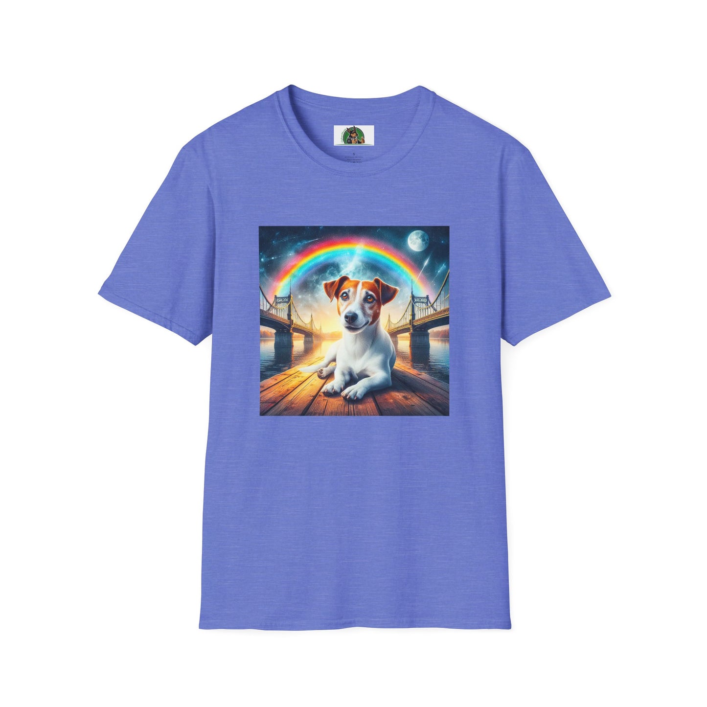 Jack Russell Moonlit Rainbow Bridge T-Shirt Printify S Heather Royal