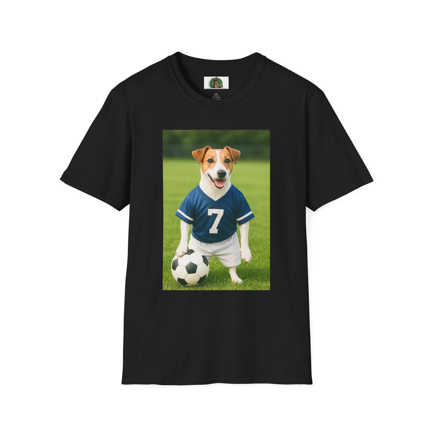 Jack Russell Soccer T-Shirt — Sports Dog Tee for Fans & Pet Lovers T-Shirt Printify Black S