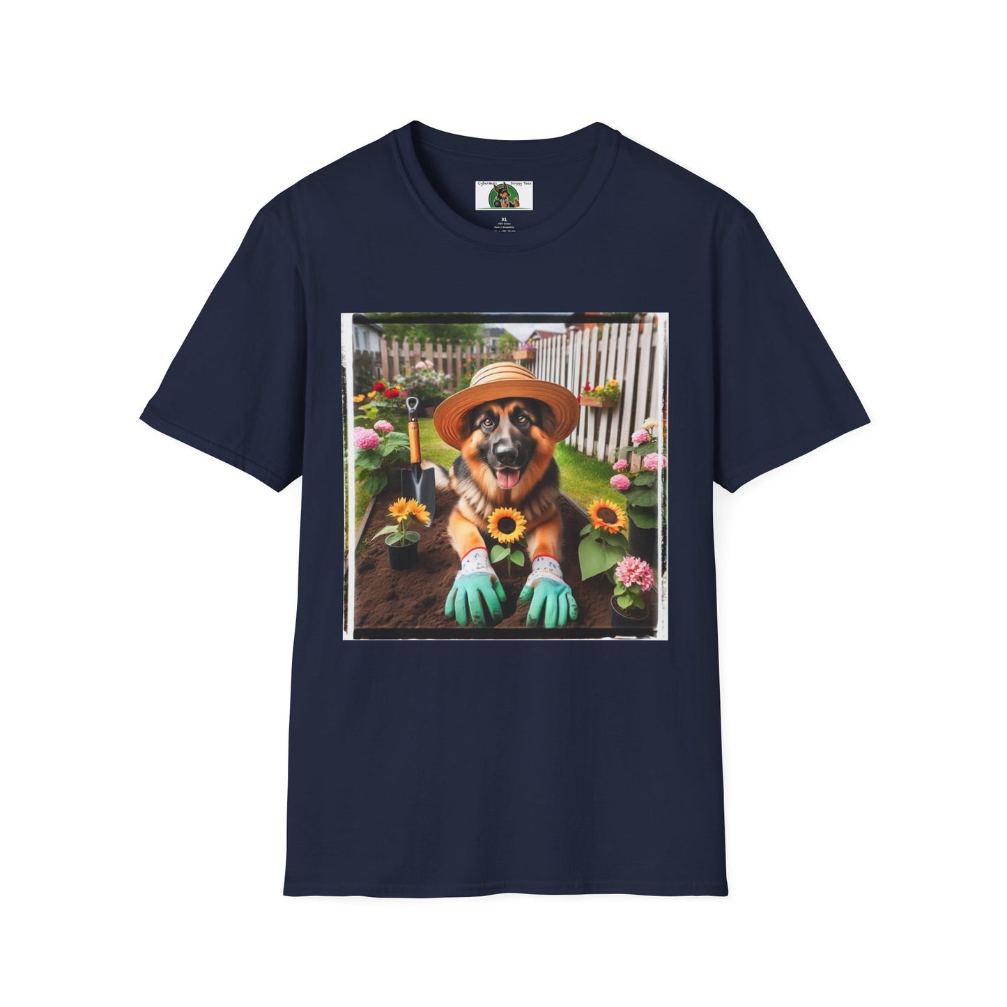 German Shepherd Dog Gardener Unisex Softstyle T-Shirt T-Shirt Printify S Navy
