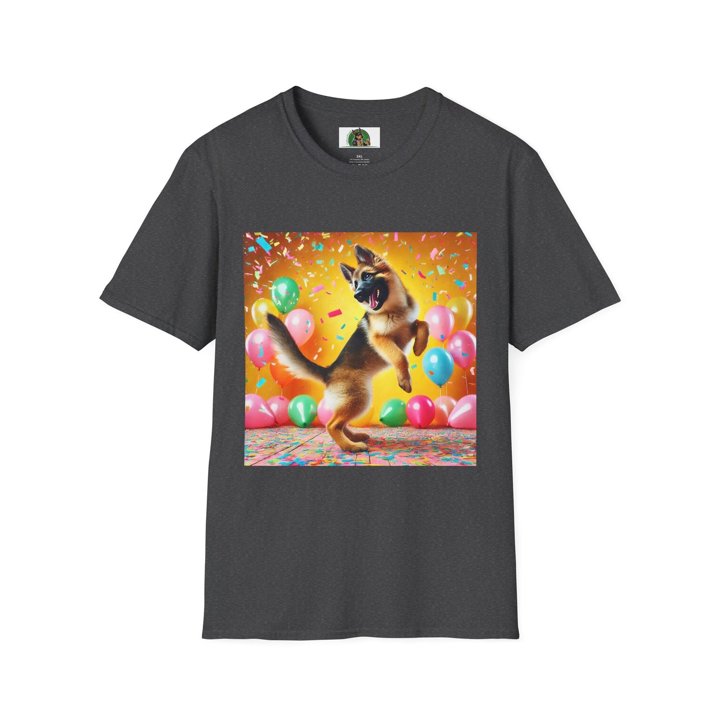 German Shepherd T-Shirt - Dancing Dog Design T-Shirt Printify XS Dark Heather