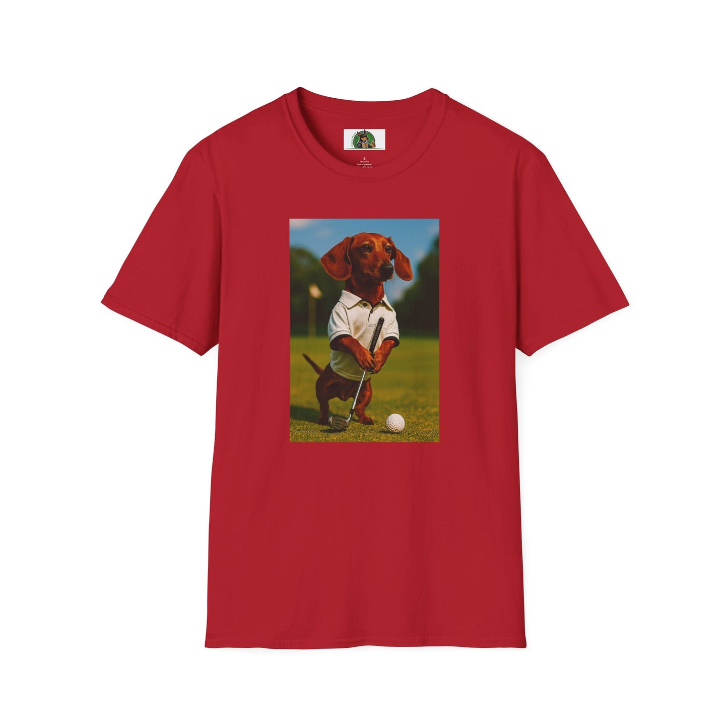 Sports Dachshund Golf T-Shirt T-Shirt Printify Cherry Red S