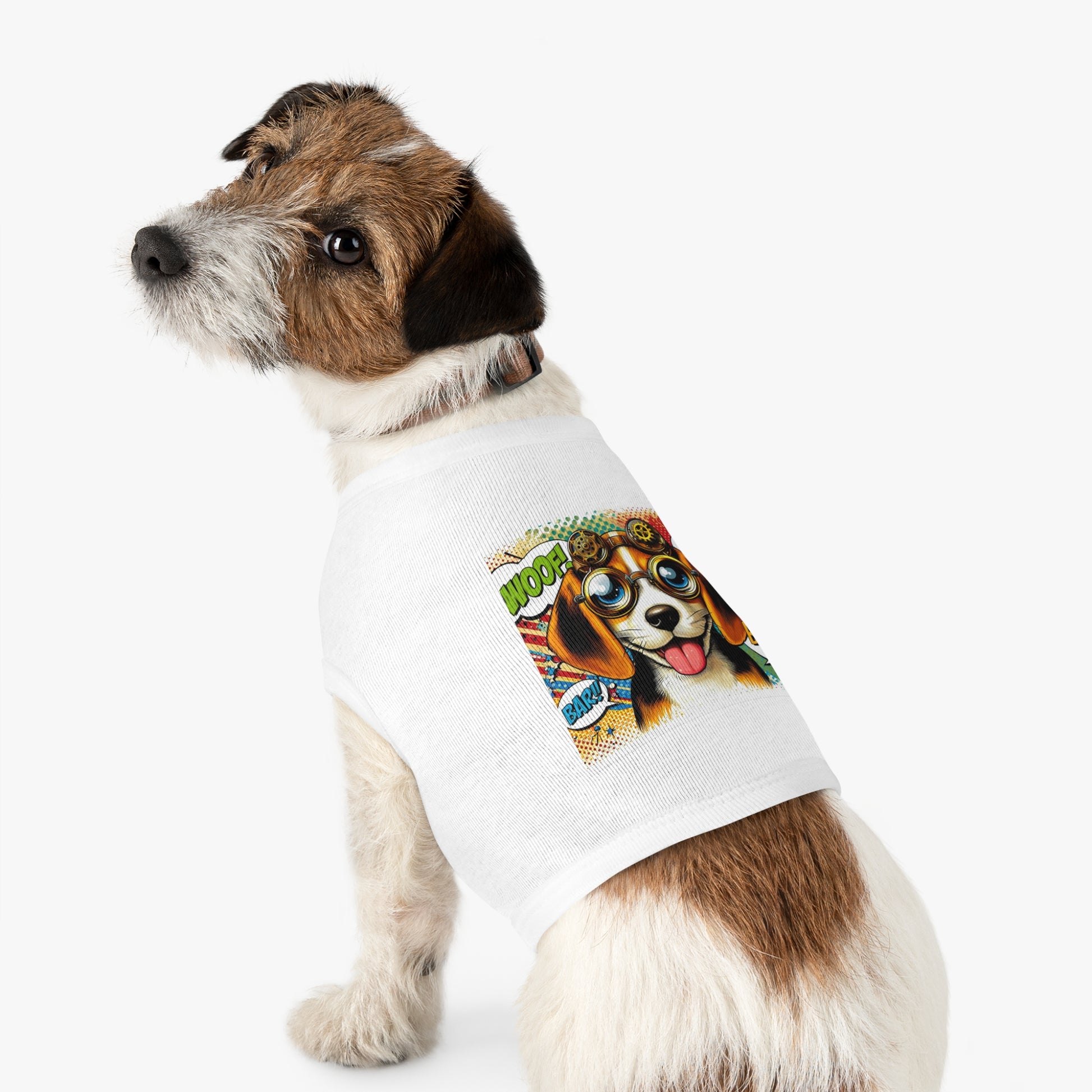 Pet Tank Top Wacky Beagle Steampunk Pop Art Dog Pets Printify   