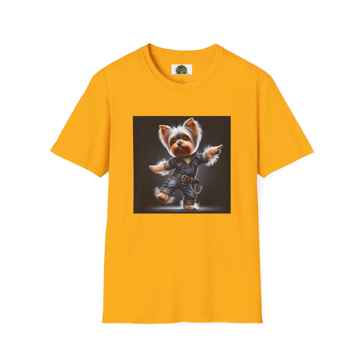 Yorkie Dancing T-Shirt T-Shirt Printify S Gold